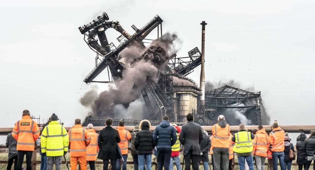 The demolition of Teesside Steelworks' Redcar Blast Furnace, November 2022. Photo credit: PA Images via Reuters Connect.