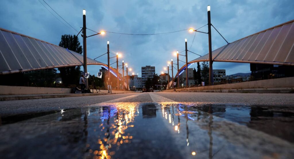The bridge connecting south and north Mitrovica. Photo credit: REUTERS/Ognen Teofilovski.