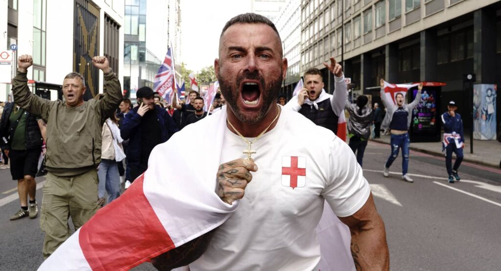 “Unite the Kingdom” rally, September 13, 2025. Photo credit: Joao Daniel Pereira/Sipa USA via Reuters Connect.