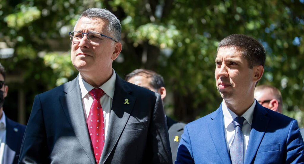 Israeli Foreign Minister Gideon Sa'ar with Moldovan Foreign Minister Mihail Popsoi in Chișinău, Moldova, July 2025. Photo credit: Shutterstock.