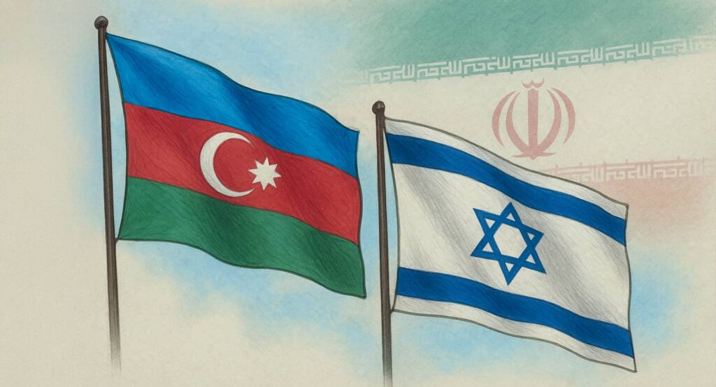 Azerbaijan Israel flags illustration